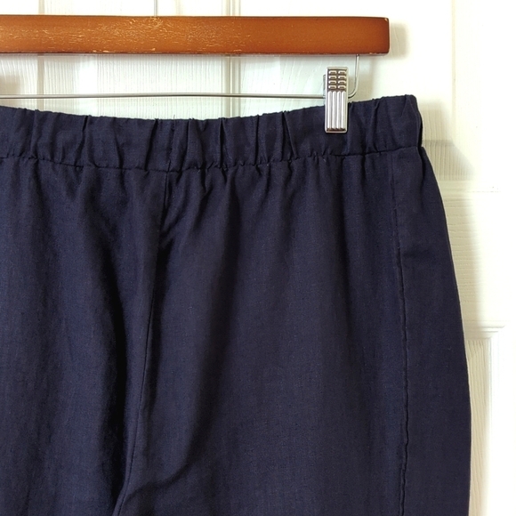 Ellen Tracy 100% Linen High Waisted Slim Tapered Leg Soft Pants Ink Navy Medium - Picture 13 of 14